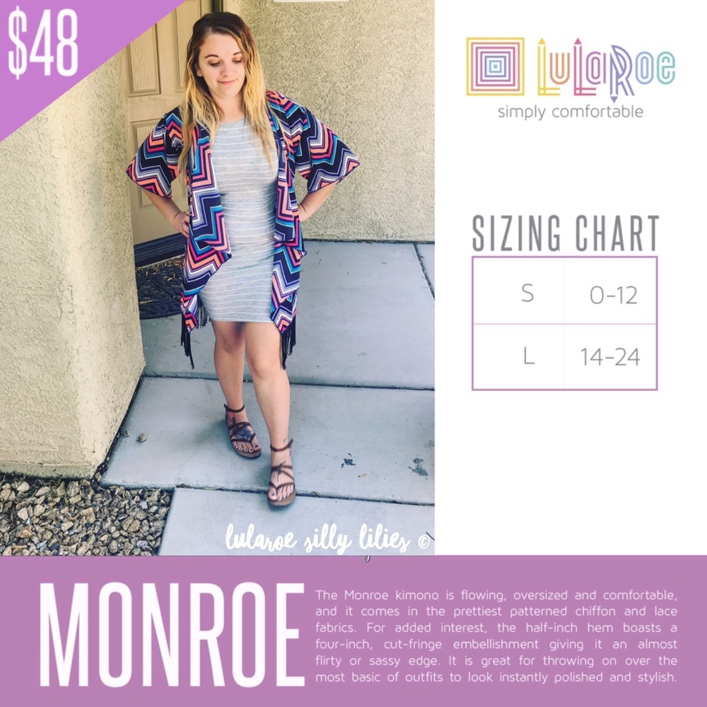 LuLaRoe NWT Monroe Kimono | Size S (0-12) - Picture 5 of 6